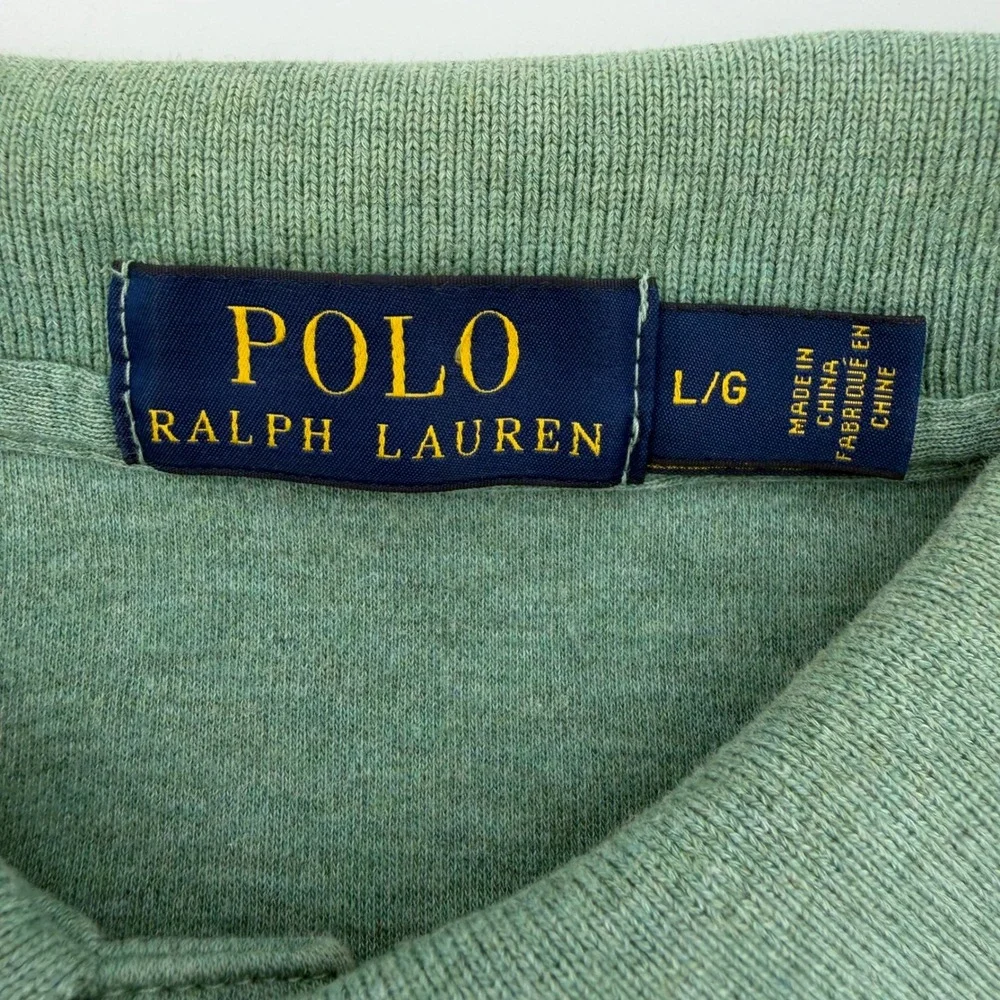 Polo Ralph Lauren Polo Shirt Mens Large Green Short Sleeve Heathered Pony Logo